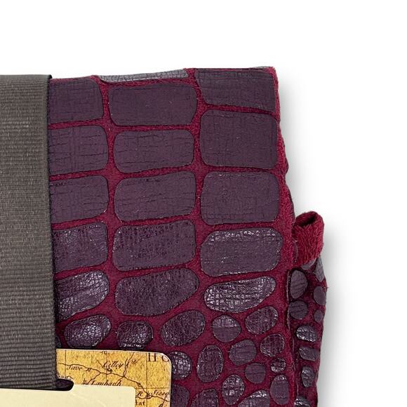 Patricia Nash Faux Croc Embossed Euro Sham Set Of Two Plum Red - Picture 7 of 9